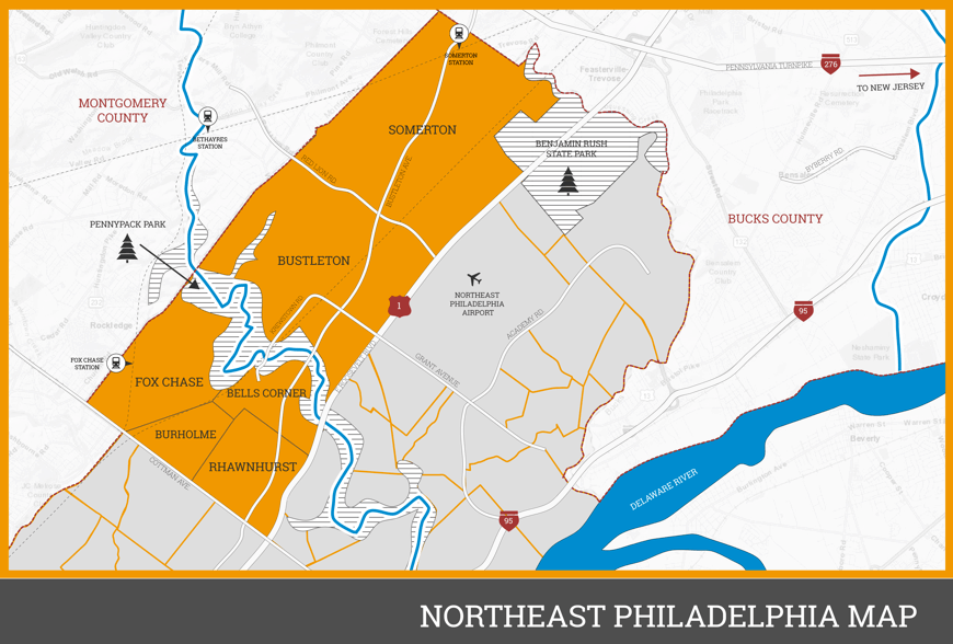 Northeast Philadelphia Zip Code Map
